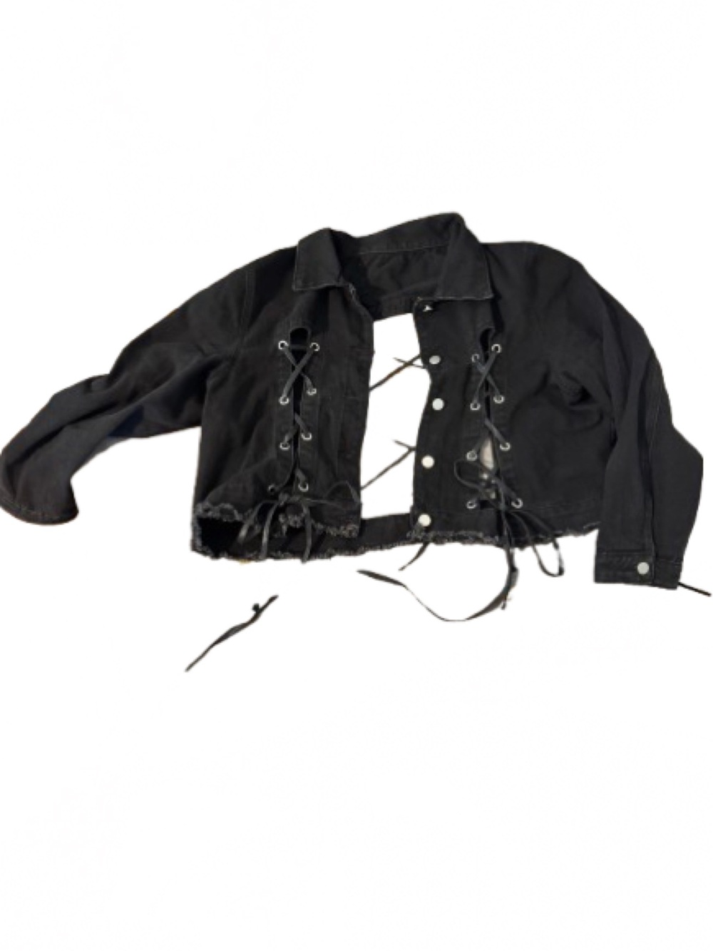 SHEIN Black Lace-Up Cropped Jacket